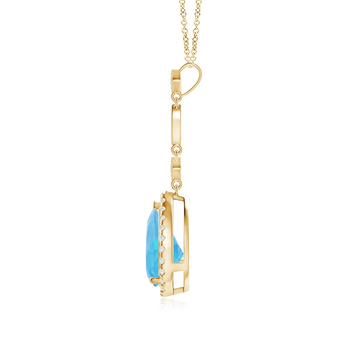 10x7mm A Swiss Blue Topaz Teardrop Pendant with Diamond Accents in Yellow Gold product image