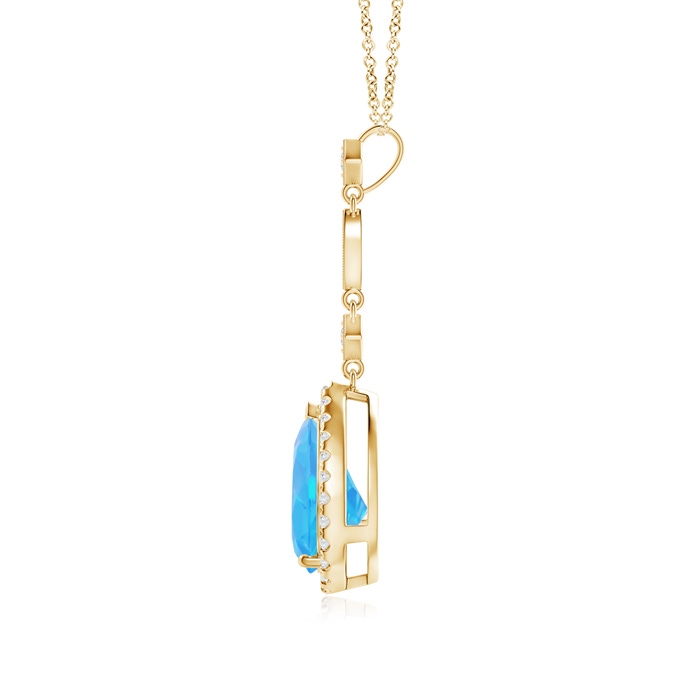 10x7mm AA Swiss Blue Topaz Teardrop Pendant with Diamond Accents in Yellow Gold product image