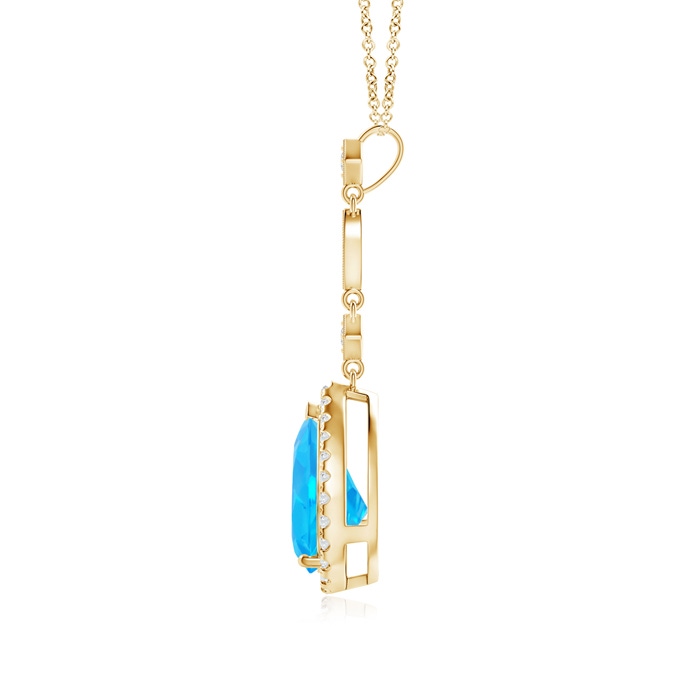 10x7mm AAA Swiss Blue Topaz Teardrop Pendant with Diamond Accents in Yellow Gold product image