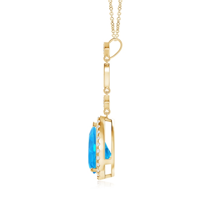 10x7mm AAAA Swiss Blue Topaz Teardrop Pendant with Diamond Accents in Yellow Gold product image