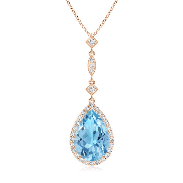 A - Swiss Blue Topaz / 4.06 CT / 14 KT Rose Gold