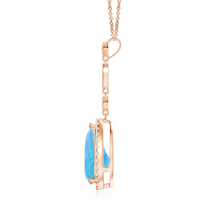 12x8mm A Swiss Blue Topaz Teardrop Pendant with Diamond Accents in Rose Gold product image