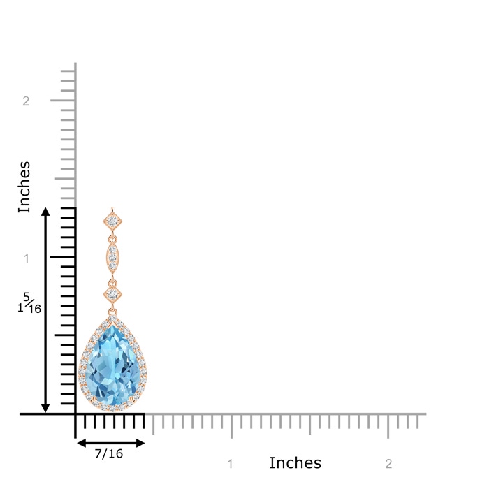 12x8mm A Swiss Blue Topaz Teardrop Pendant with Diamond Accents in Rose Gold product image
