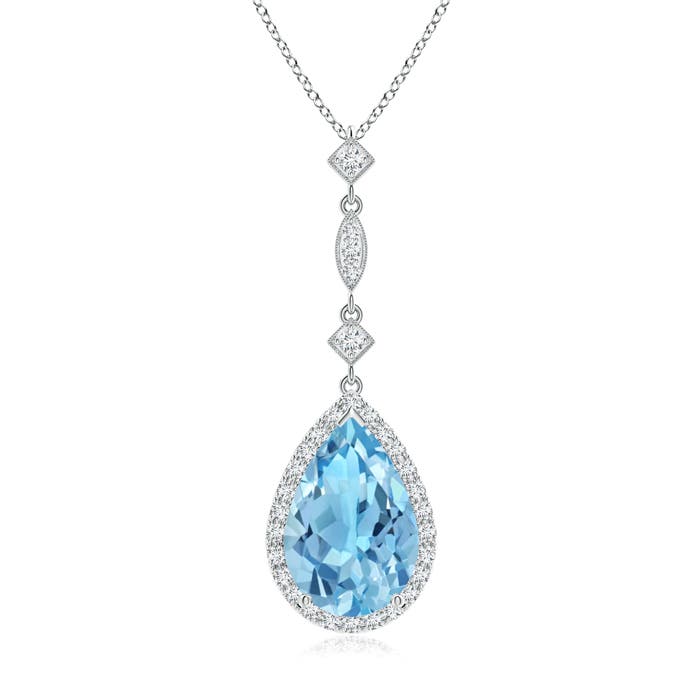 A - Swiss Blue Topaz / 4.06 CT / 14 KT White Gold