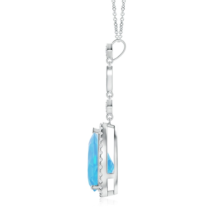 12x8mm A Swiss Blue Topaz Teardrop Pendant with Diamond Accents in White Gold product image