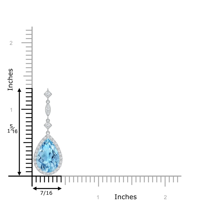 12x8mm A Swiss Blue Topaz Teardrop Pendant with Diamond Accents in White Gold product image