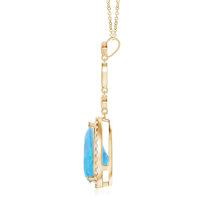 12x8mm A Swiss Blue Topaz Teardrop Pendant with Diamond Accents in Yellow Gold product image