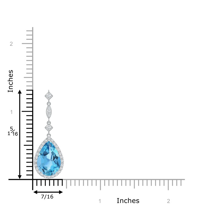 12x8mm AA Swiss Blue Topaz Teardrop Pendant with Diamond Accents in P950 Platinum product image