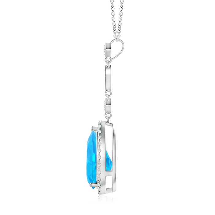 12x8mm AAA Swiss Blue Topaz Teardrop Pendant with Diamond Accents in P950 Platinum product image