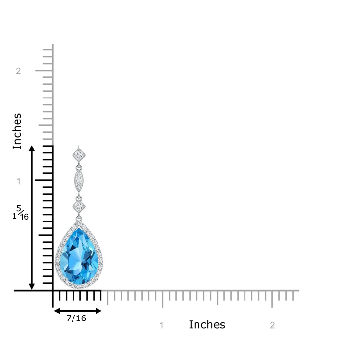 12x8mm AAA Swiss Blue Topaz Teardrop Pendant with Diamond Accents in P950 Platinum product image