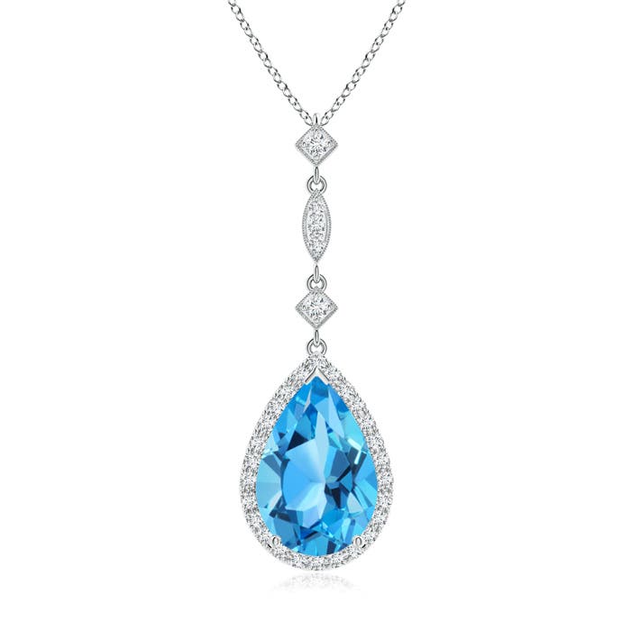 AAA - Swiss Blue Topaz / 4.06 CT / 14 KT White Gold