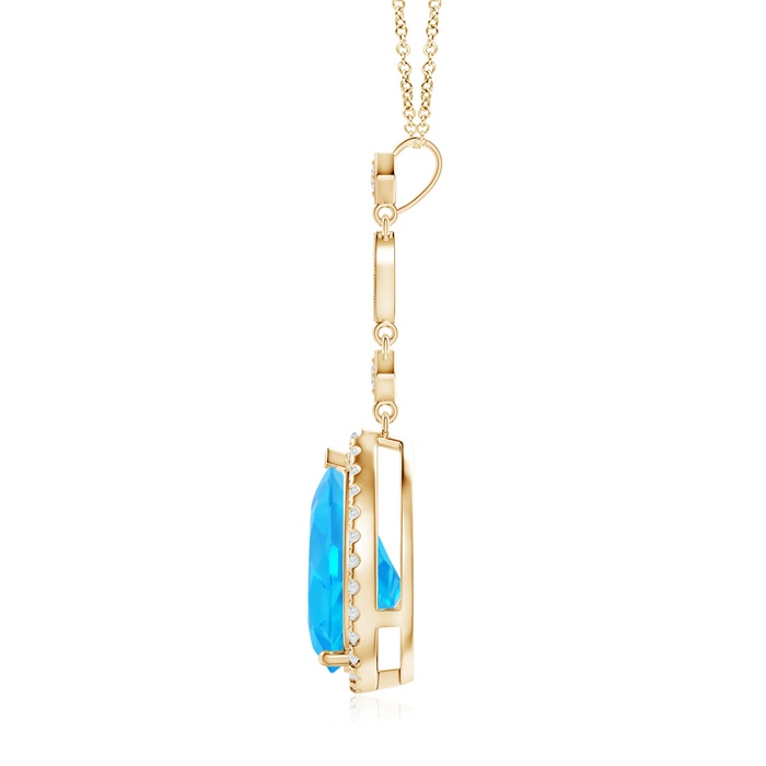 12x8mm AAA Swiss Blue Topaz Teardrop Pendant with Diamond Accents in Yellow Gold product image