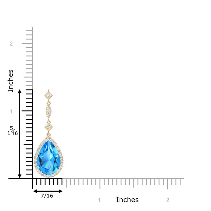 12x8mm AAAA Swiss Blue Topaz Teardrop Pendant with Diamond Accents in Yellow Gold product image