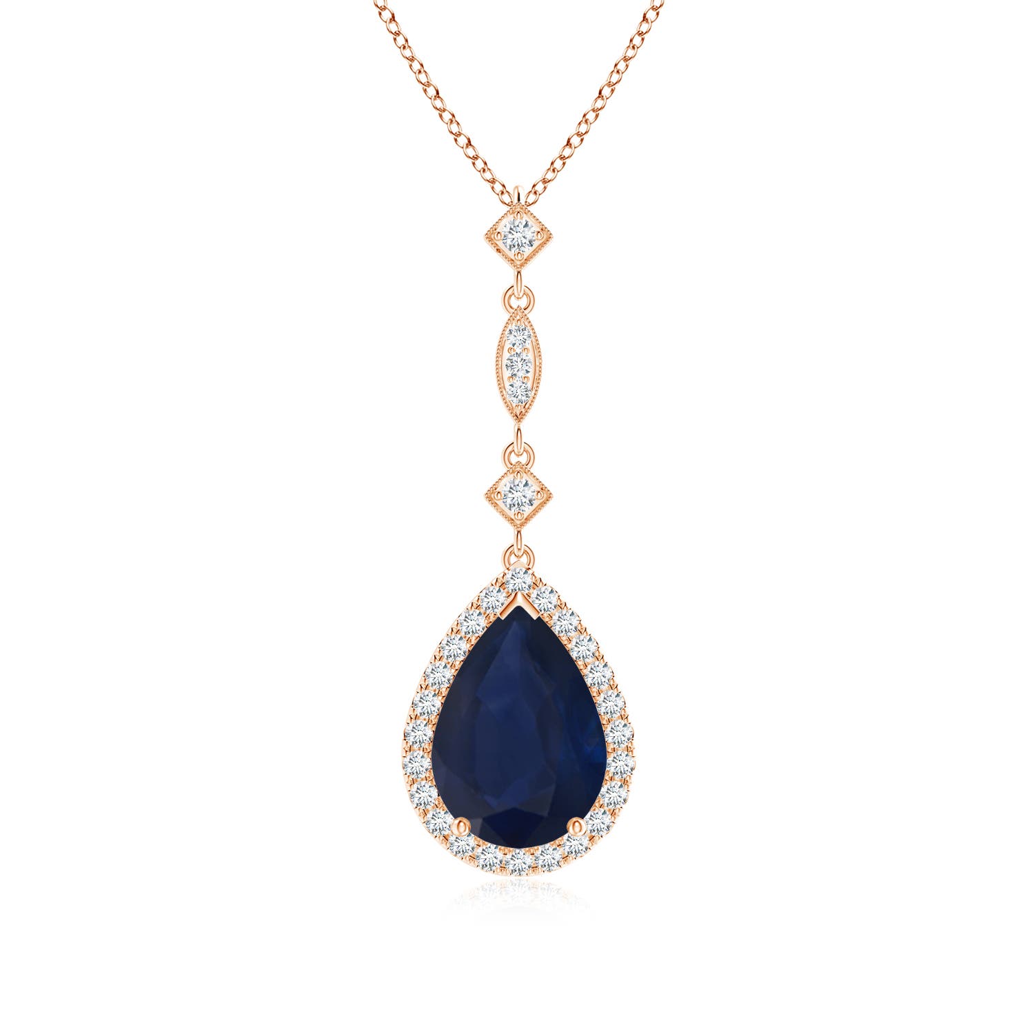 A - Blue Sapphire / 3.18 CT / 14 KT Rose Gold