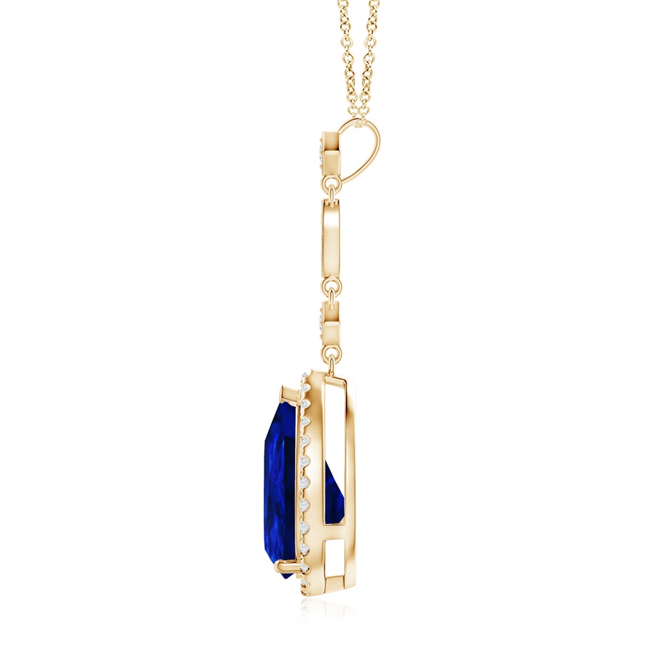 12x10mm Lab-Grown Blue Sapphire Teardrop Pendant with Diamond Accents in Yellow Gold side 199