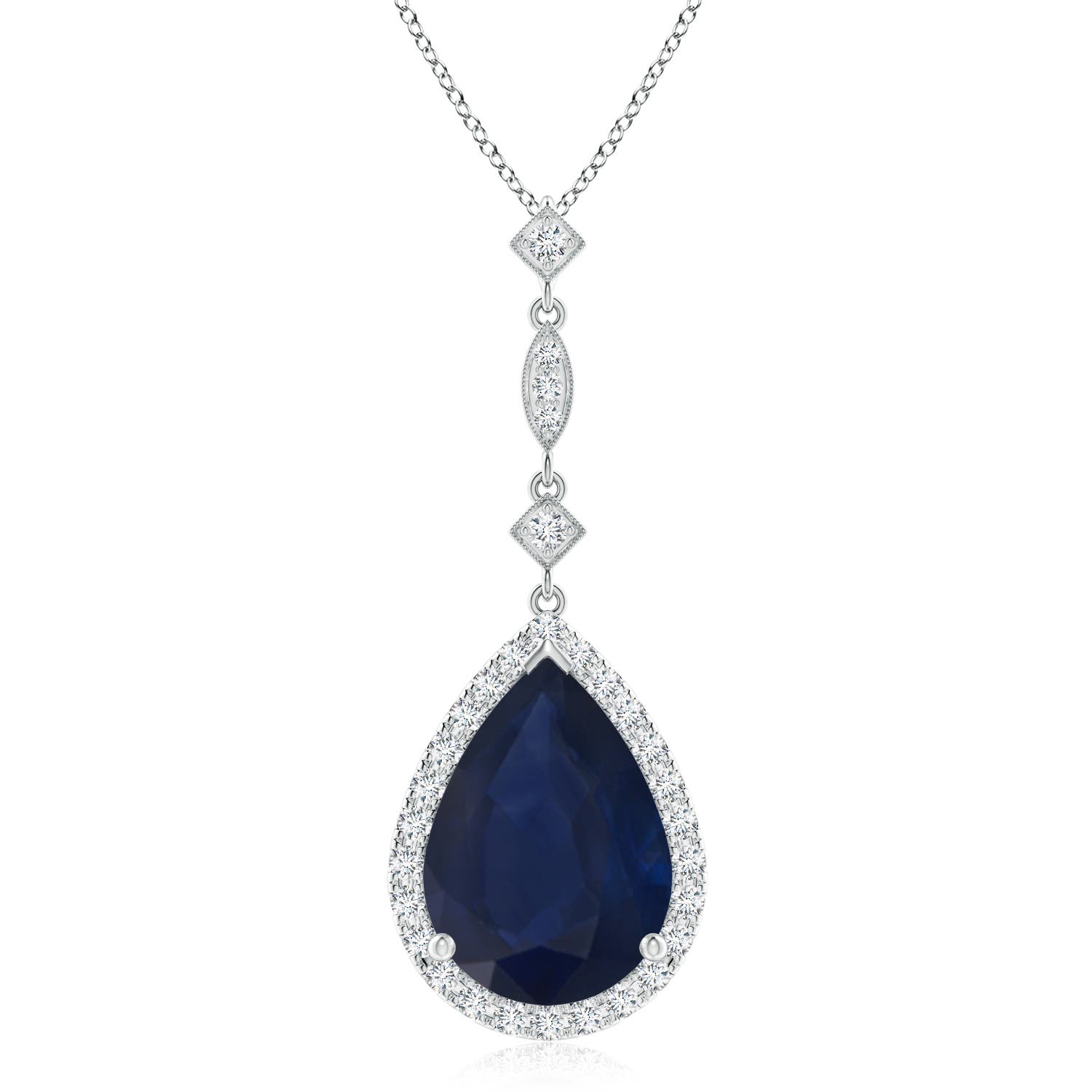 A - Blue Sapphire / 6.87 CT / 14 KT White Gold