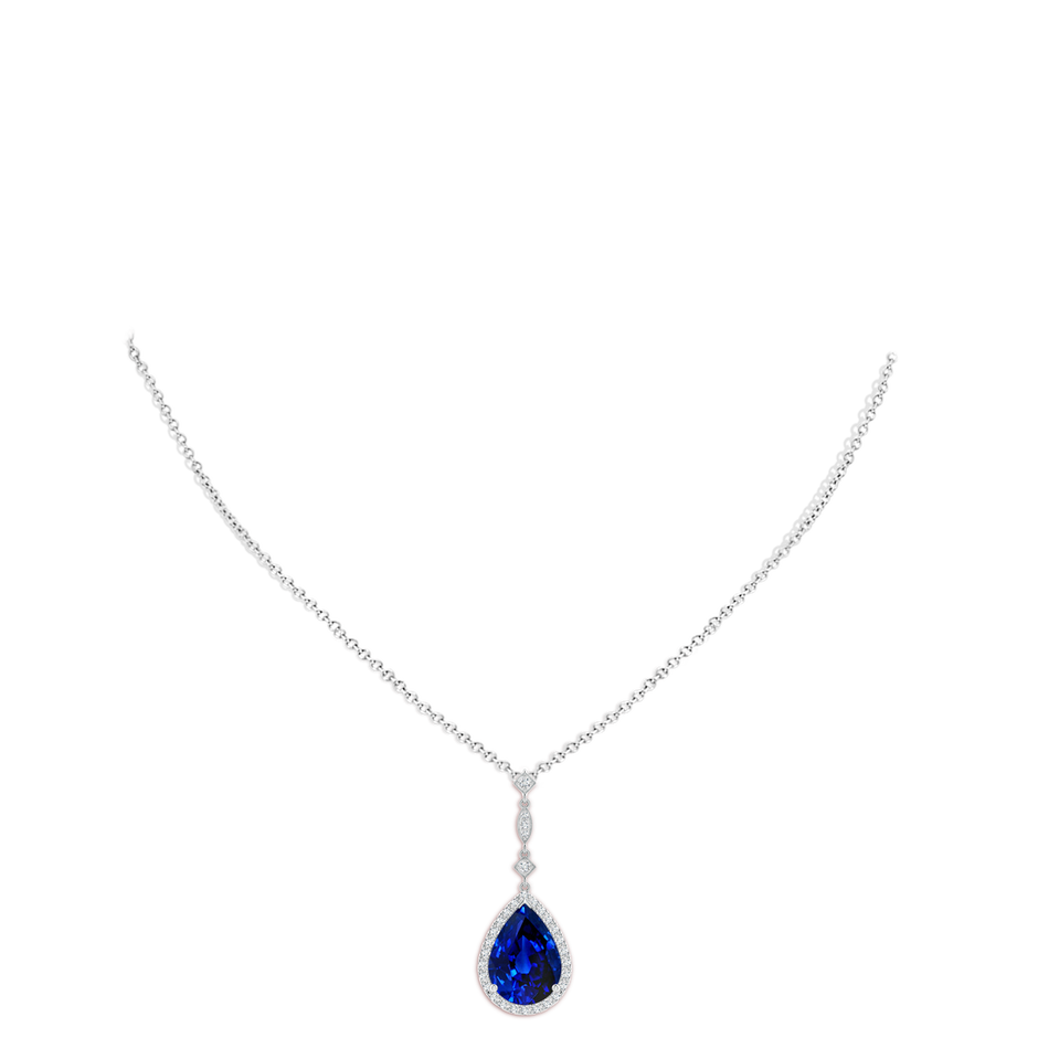 14x10mm Lab-Grown Blue Sapphire Teardrop Pendant with Diamond Accents in P950 Platinum pen