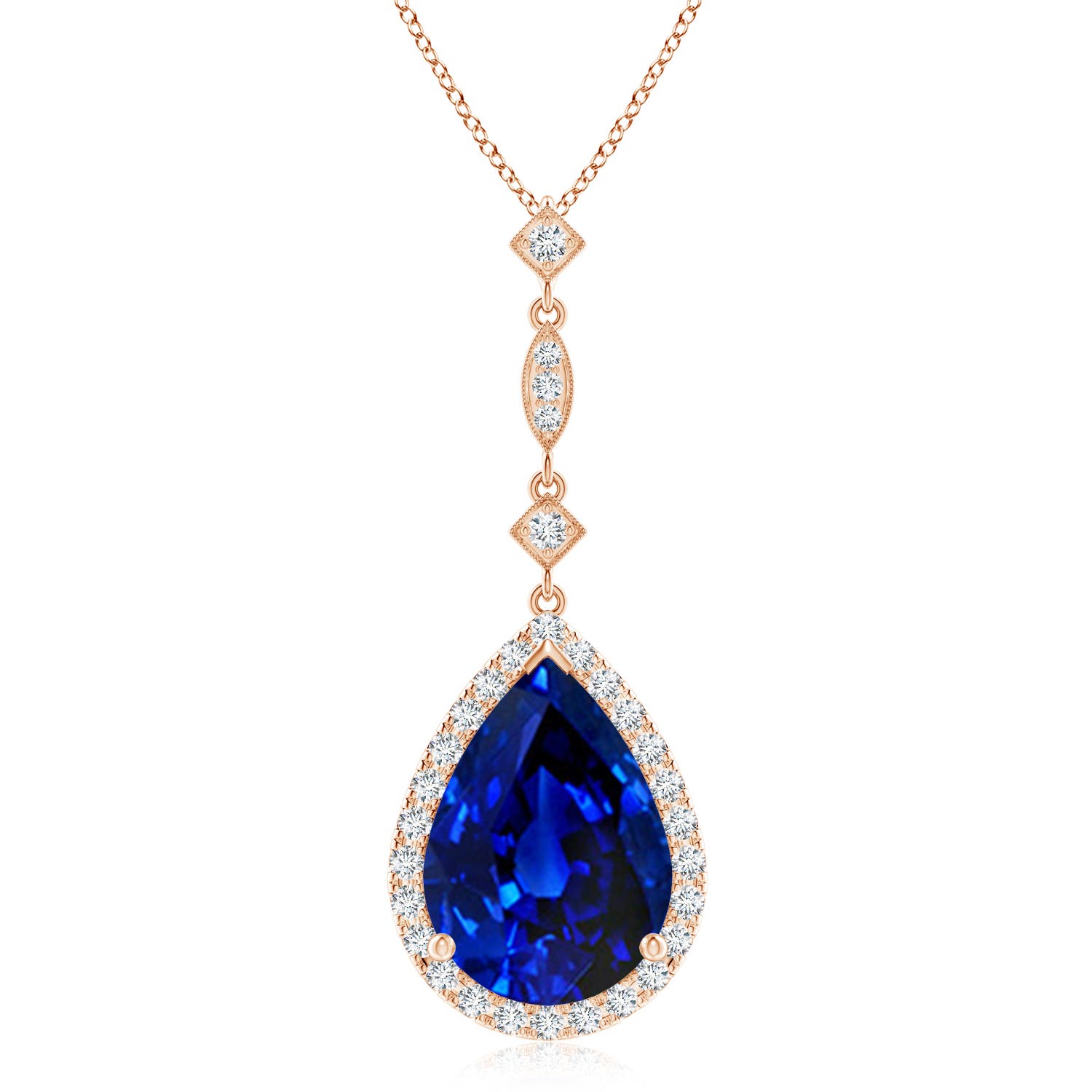 AAAA - Blue Sapphire / 6.87 CT / 14 KT Rose Gold