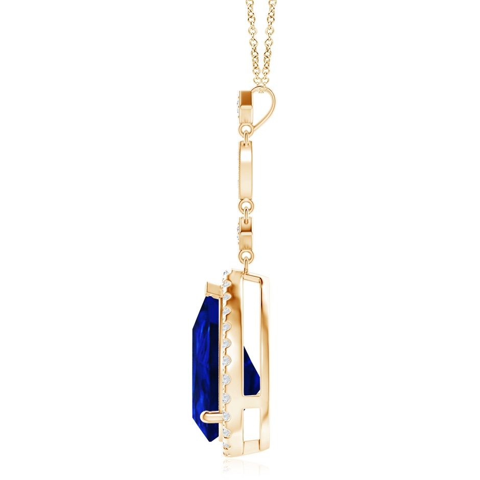 14x10mm Lab-Grown Blue Sapphire Teardrop Pendant with Diamond Accents in Yellow Gold side 199