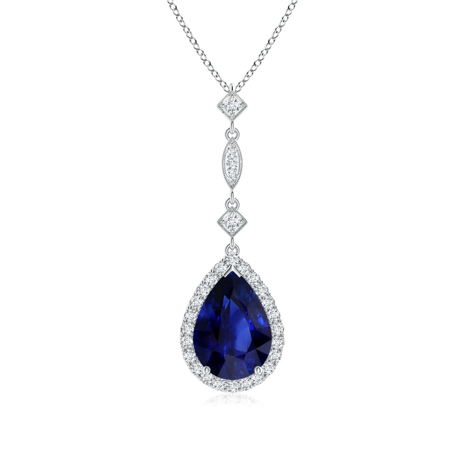 8.95x6.99x4.56mm AAA GIA Certified Blue Sapphire Teardrop Pendant with Diamond Accents in P950 Platinum 