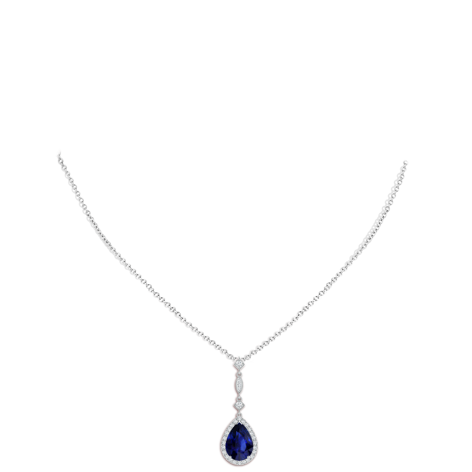 8.95x6.99x4.56mm AAA GIA Certified Blue Sapphire Teardrop Pendant with Diamond Accents in P950 Platinum pen