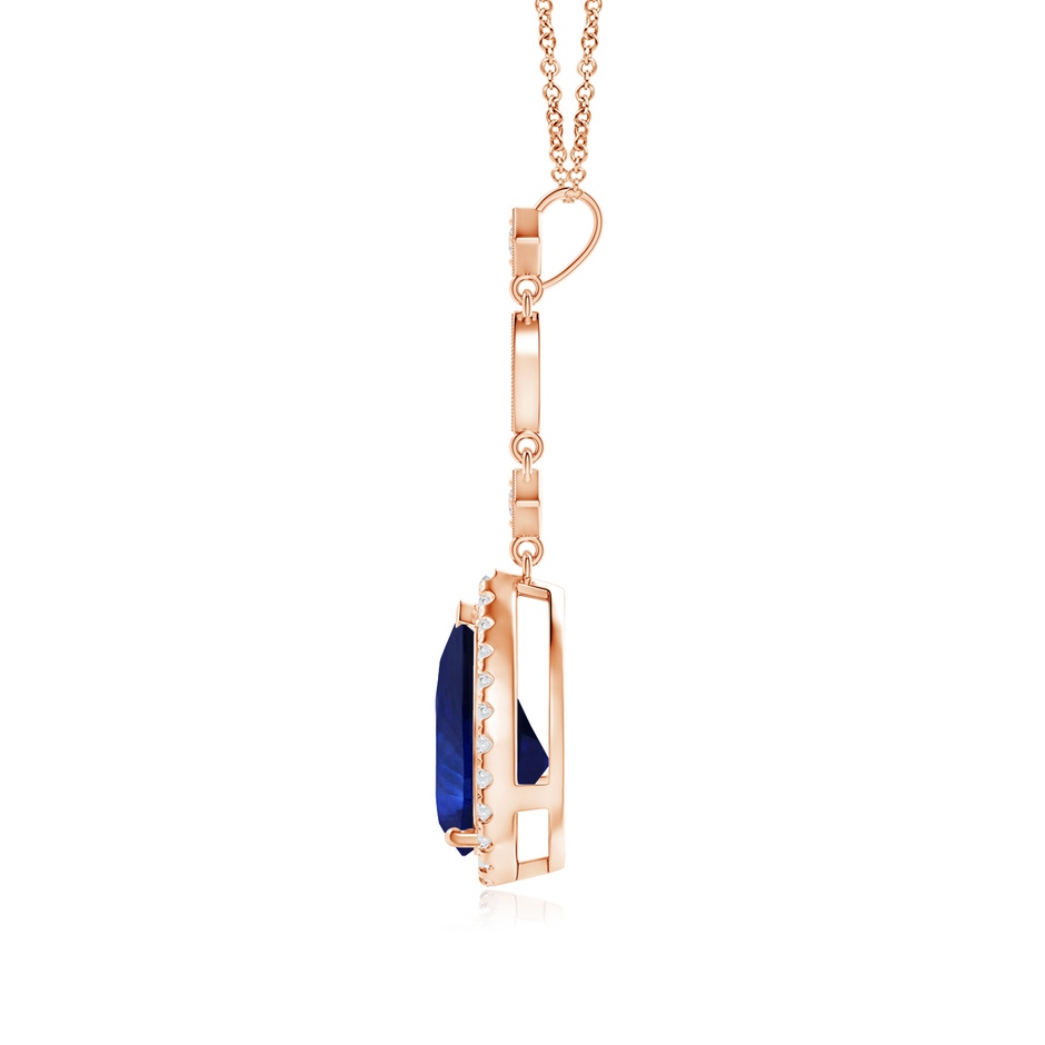 8.95x6.99x4.56mm AAA GIA Certified Blue Sapphire Teardrop Pendant with Diamond Accents in Rose Gold side 199