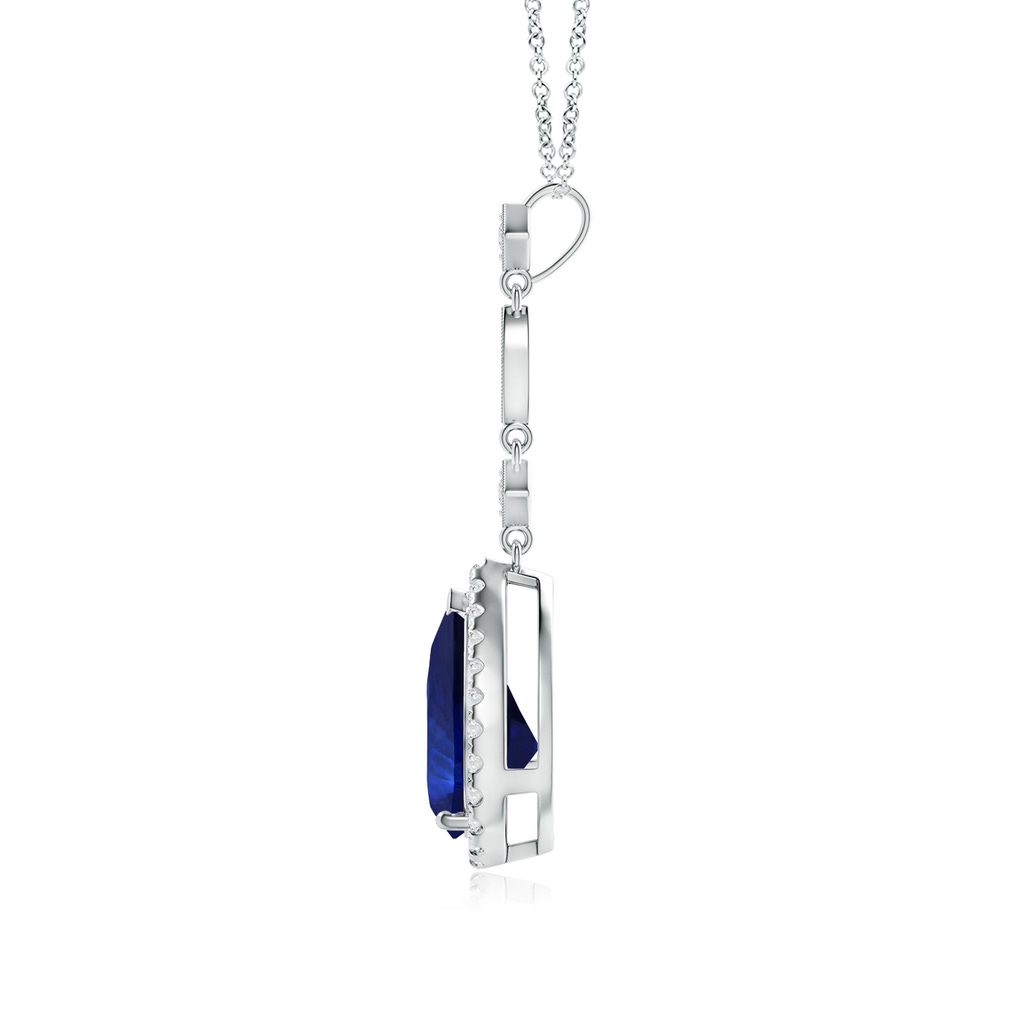 8.95x6.99x4.56mm AAA GIA Certified Blue Sapphire Teardrop Pendant with Diamond Accents in White Gold Side 199