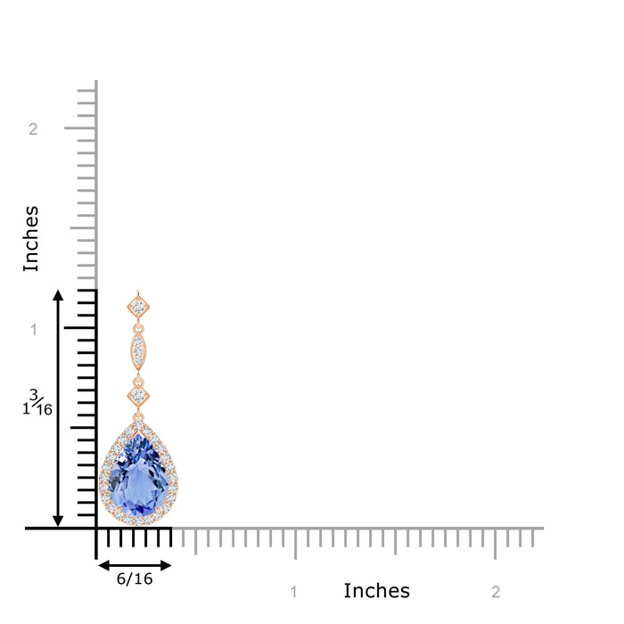10x7mm A Tanzanite Teardrop Pendant with Diamond Accents in Rose Gold product image