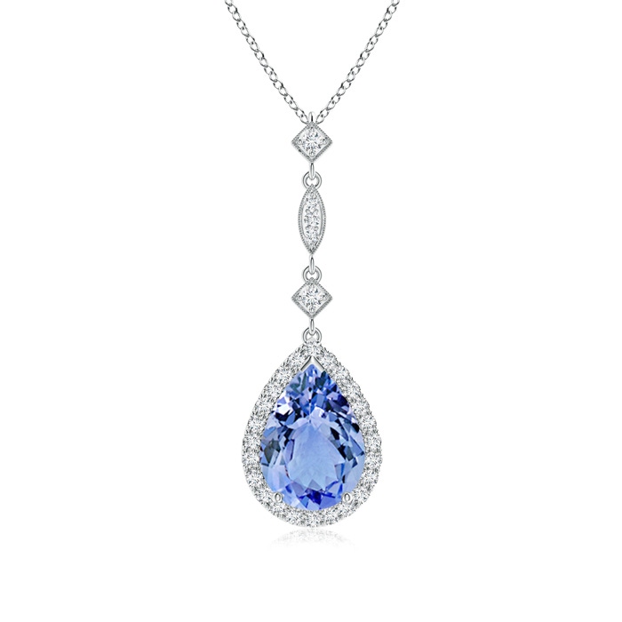 10x7mm A Tanzanite Teardrop Pendant with Diamond Accents in White Gold 