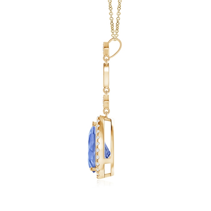 10x7mm A Tanzanite Teardrop Pendant with Diamond Accents in Yellow Gold product image
