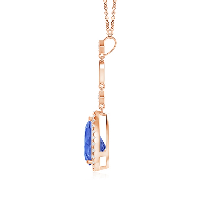 10x7mm AA Tanzanite Teardrop Pendant with Diamond Accents in Rose Gold product image