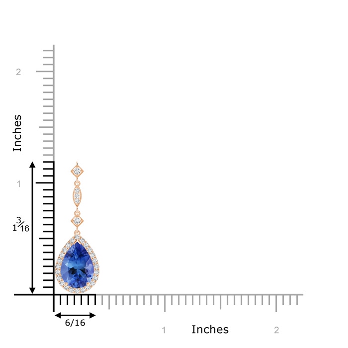 10x7mm AA Tanzanite Teardrop Pendant with Diamond Accents in Rose Gold product image