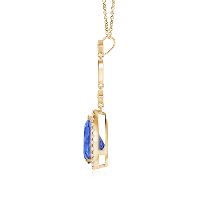 10x7mm AA Tanzanite Teardrop Pendant with Diamond Accents in Yellow Gold product image