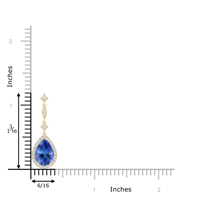 10x7mm AA Tanzanite Teardrop Pendant with Diamond Accents in Yellow Gold product image