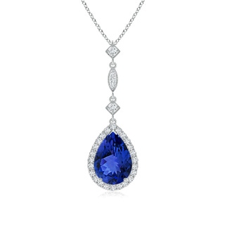 10x7mm AAA Tanzanite Teardrop Pendant with Diamond Accents in 9K White Gold