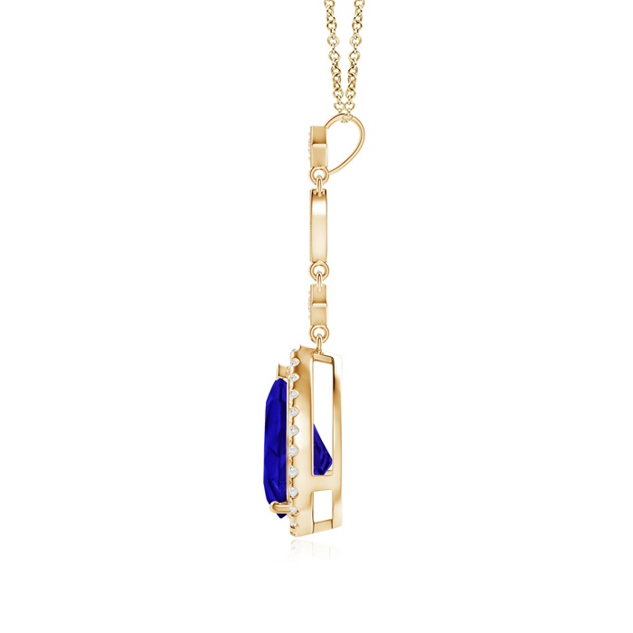 10x7mm AAAA Tanzanite Teardrop Pendant with Diamond Accents in Yellow Gold product image
