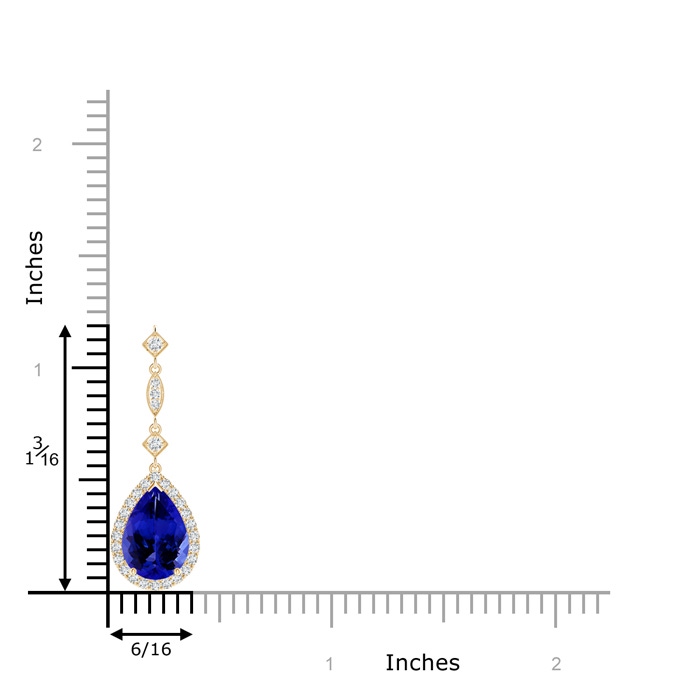 10x7mm AAAA Tanzanite Teardrop Pendant with Diamond Accents in Yellow Gold product image