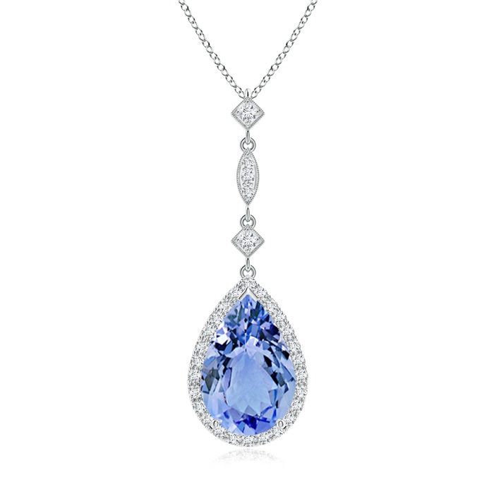 12x8mm A Tanzanite Teardrop Pendant with Diamond Accents in P950 Platinum 