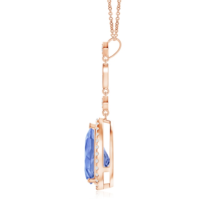 12x8mm A Tanzanite Teardrop Pendant with Diamond Accents in Rose Gold product image