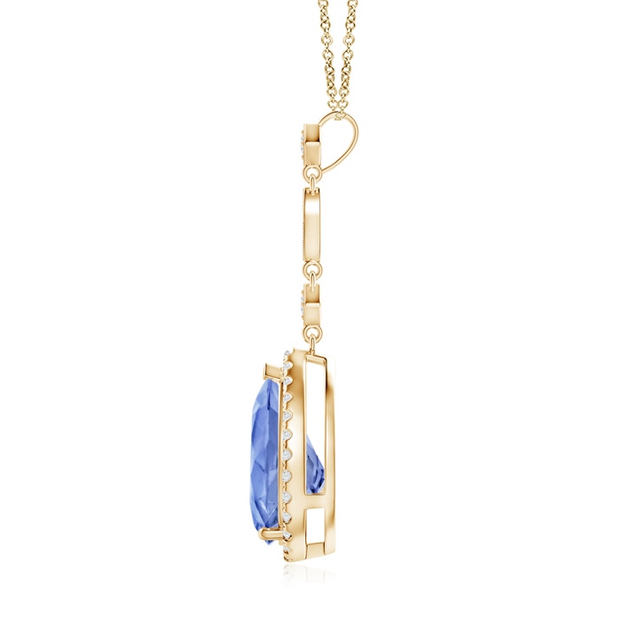 12x8mm A Tanzanite Teardrop Pendant with Diamond Accents in Yellow Gold product image