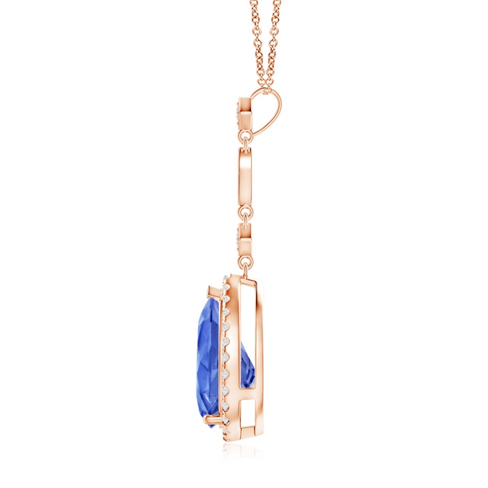 12x8mm AA Tanzanite Teardrop Pendant with Diamond Accents in Rose Gold product image
