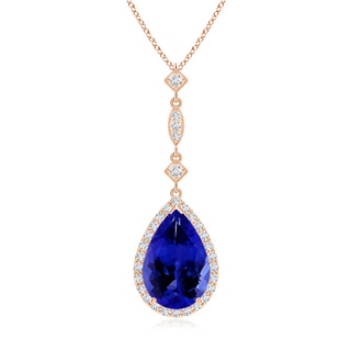 12x8mm AAAA Tanzanite Teardrop Pendant with Diamond Accents in 10K Rose Gold