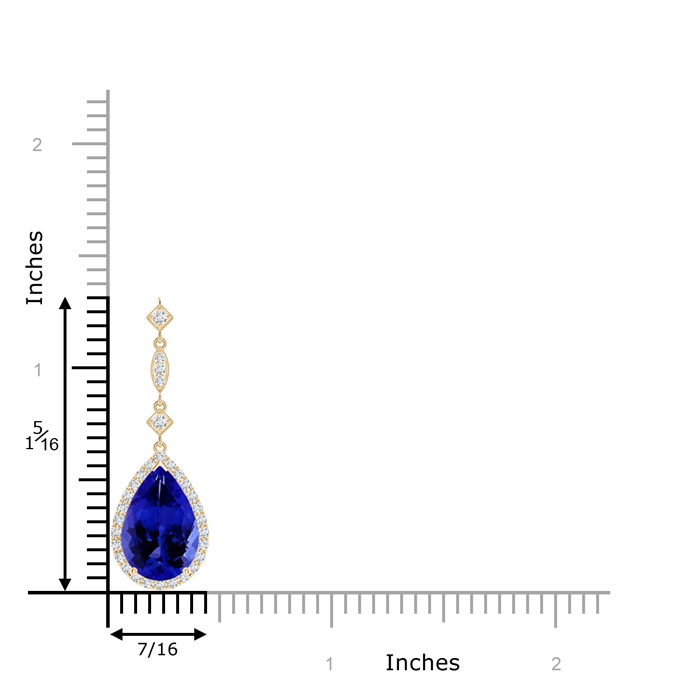 12x8mm AAAA Tanzanite Teardrop Pendant with Diamond Accents in Yellow Gold product image