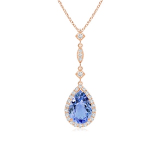 9x6mm A Tanzanite Teardrop Pendant with Diamond Accents in 9K Rose Gold