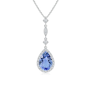 9x6mm A Tanzanite Teardrop Pendant with Diamond Accents in P950 Platinum