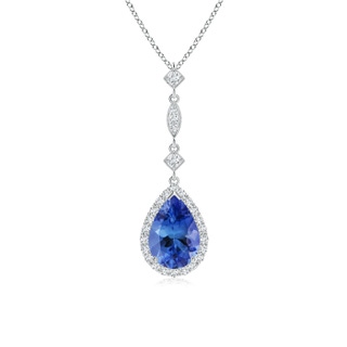 9x6mm AA Tanzanite Teardrop Pendant with Diamond Accents in P950 Platinum