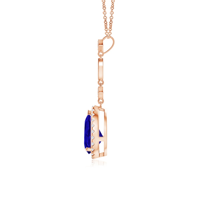 9x6mm AAAA Tanzanite Teardrop Pendant with Diamond Accents in Rose Gold product image