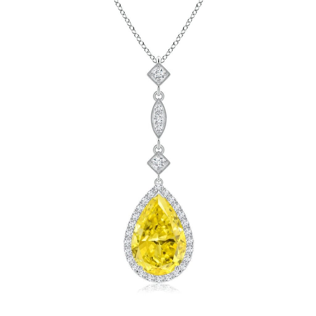 12x8mm AAAA Fancy Intense Yellow Diamond Teardrop Pendant in P950 Platinum