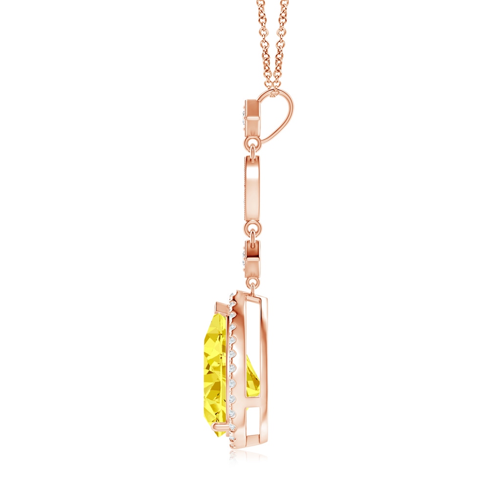 12x8mm AAAA Fancy Intense Yellow Diamond Teardrop Pendant in Rose Gold - side 199