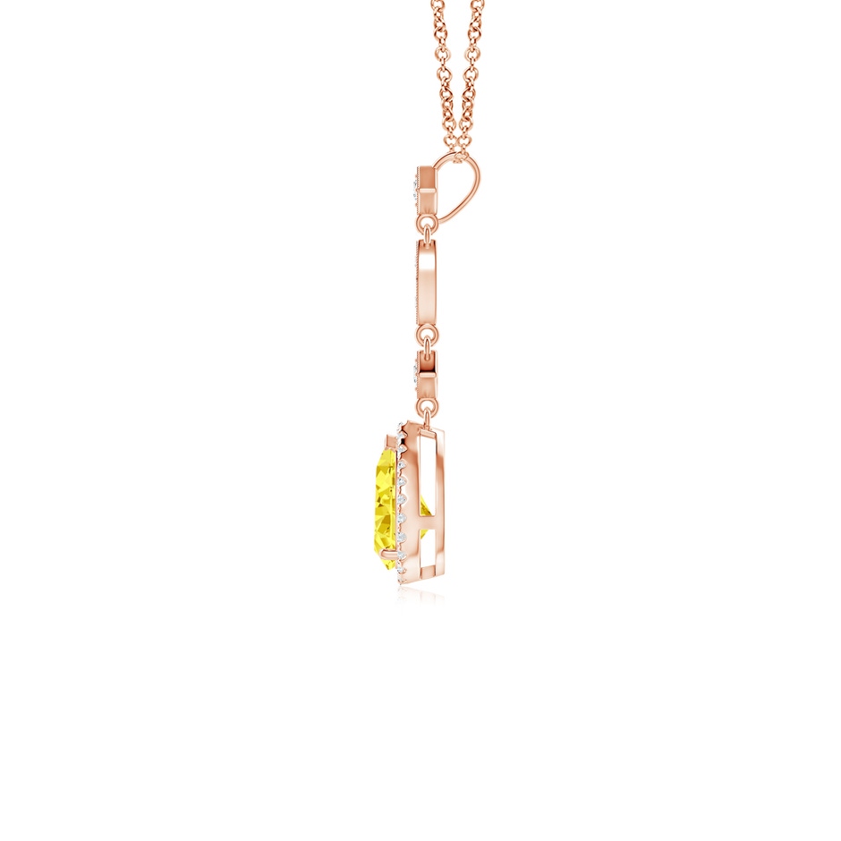 7x5mm AAAA Fancy Intense Yellow Diamond Teardrop Pendant in Rose Gold side 199